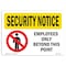 Signmission OSHA Security Sign, 7" H, 10" W, Employees Only Beyond This Point, Landscape, SN-D-L-11534 OS-SN-D-710-L-11534 - alternate 1